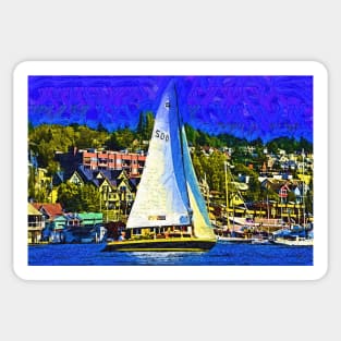 Sailboat On Lake Union Sticker